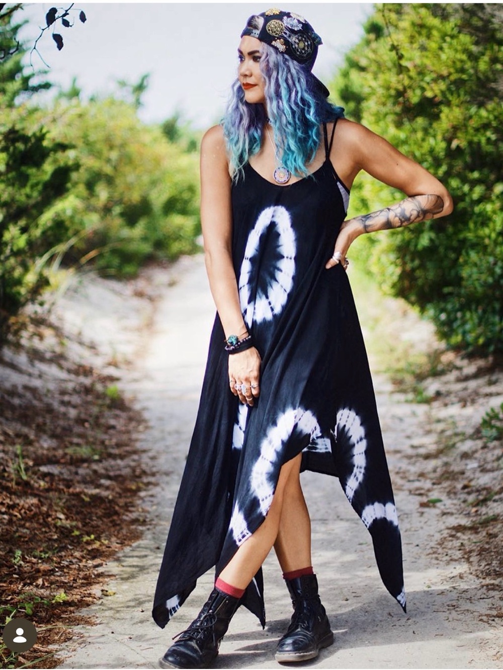 Black Tie-Dye Maxi Dress